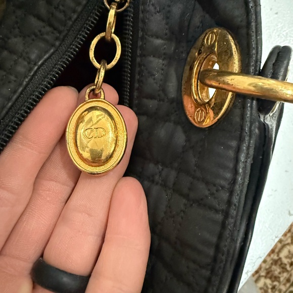 Authentic Christian Dior Cannage Lady Dior Medium Vintage Black Canvas - Picture 8 of 12